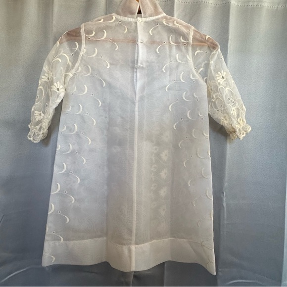 Vtg Handmade Sheer Girl Dress Delicate Details High Neck A Line See Measurements - Picture 5 of 7